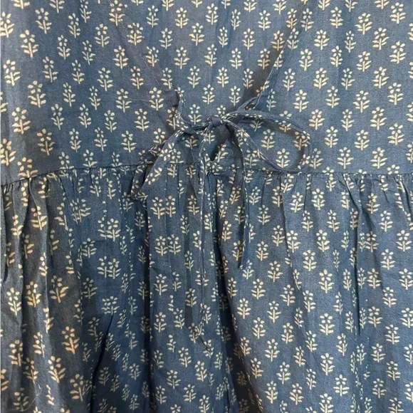 Faherty Women’s Navy Lyla Organic Cotton Floral Drop Shoulder Top Blouse - XL - Picture 5 of 11